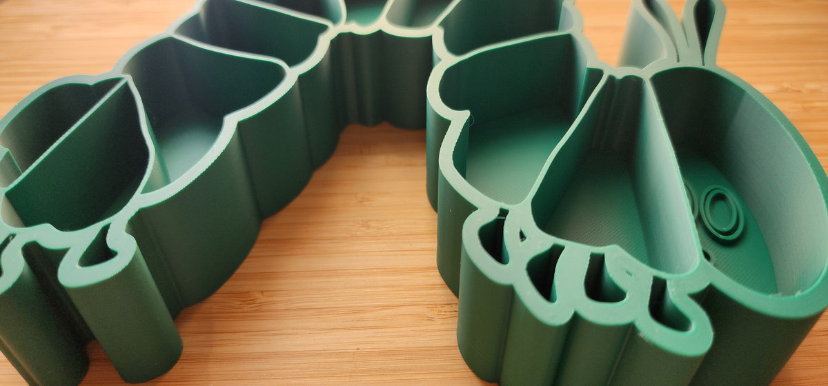 Green Caterpillar Sensory Tray | 3D Printed PLA | Educational Kinder Home Schooling Fine Motor Skill Montessori Toddler Counting Sorting