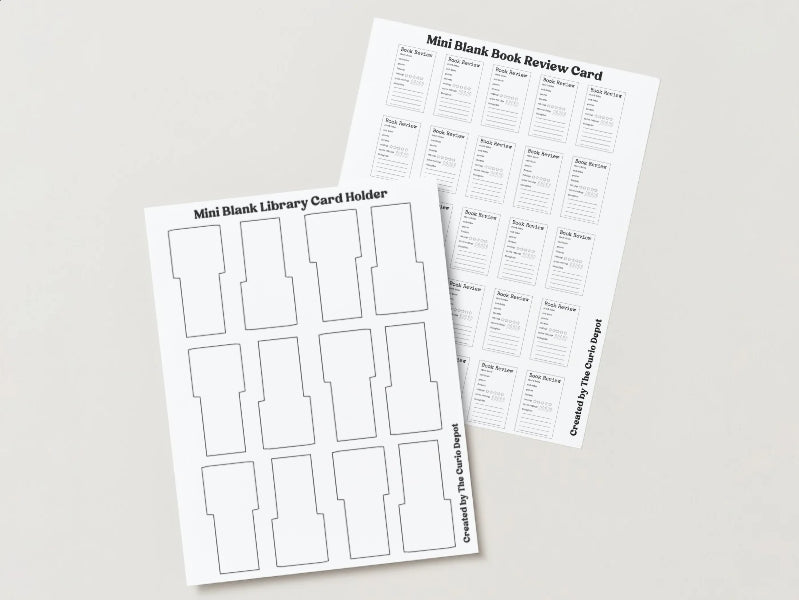 DIGITAL Download Printable Mini Blank Book Review Library Card | For Bullet Junk Journal Scrapbooking Reading Tracker