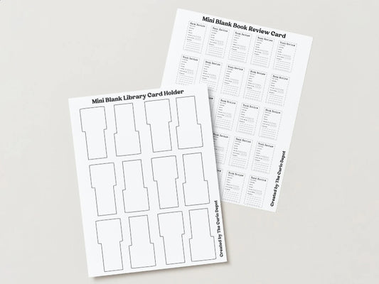 DIGITAL Download Printable Mini Blank Book Review Library Card | For Bullet Junk Journal Scrapbooking Reading Tracker