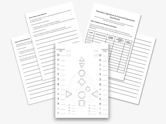 DIGITAL Download Planetary Signature & Channel Expression Worksheet | Human Design + Astrology PDF| For Beginner Learning Note Taking Study